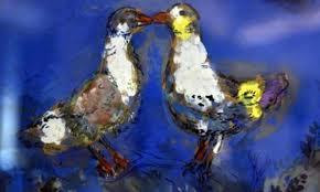 peinture représentant deux oiseaux